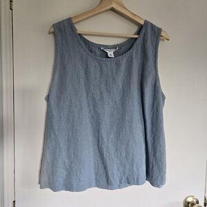 Josephine Chaus Women's Blue Linen Tank Top XL